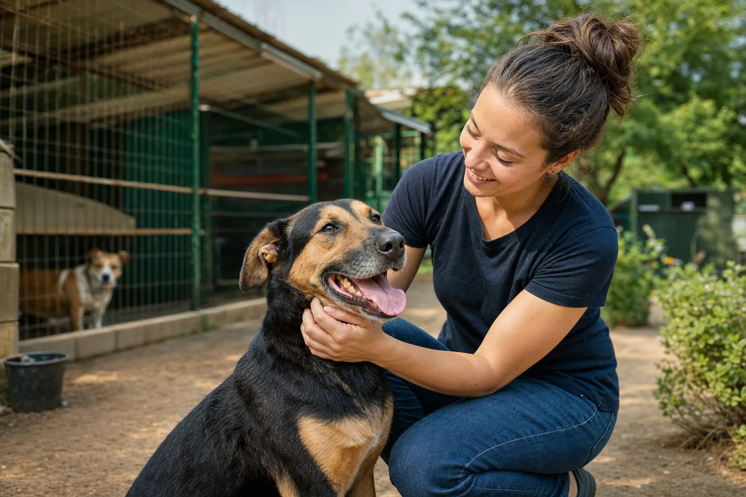 Chien adopté dans un refuge animalier français